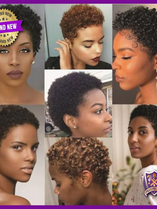 Human Hair Afro Wig Glueless Breathable Cap Short Curly Versatile Style main image 4
